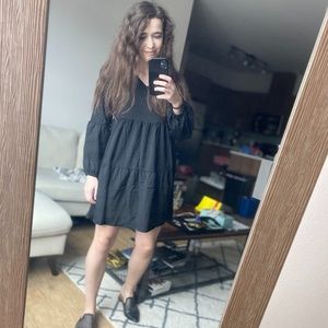 Black Lantern Sleeve Dress